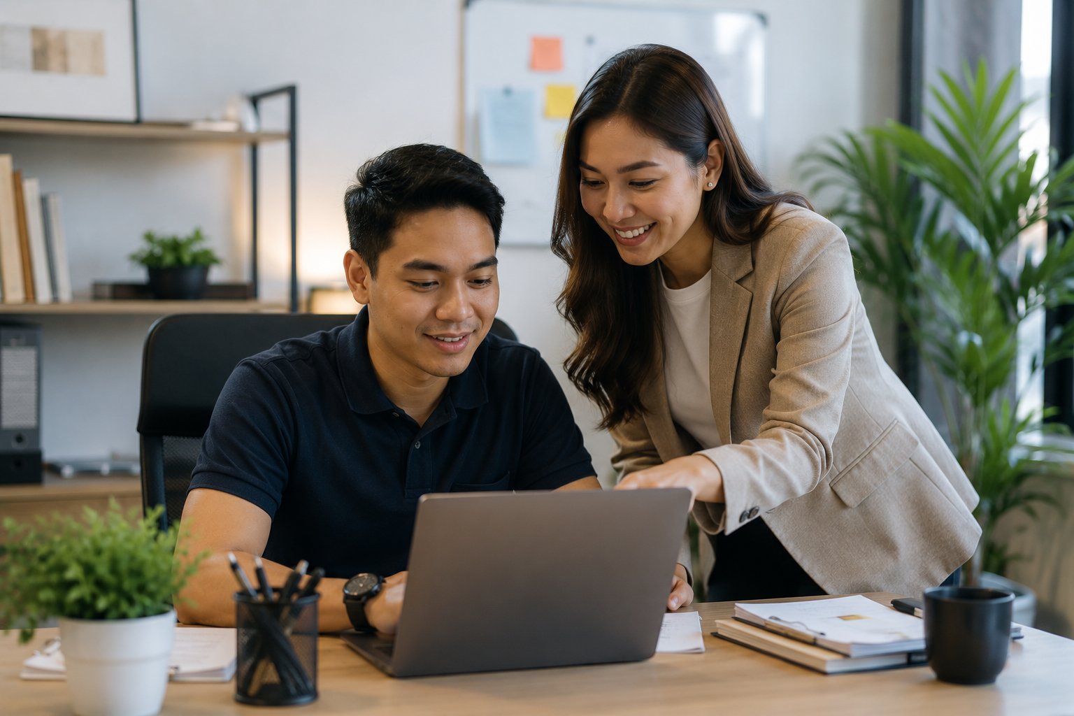 SOA onboarding manager walking a newly placed accountant through firm workflow