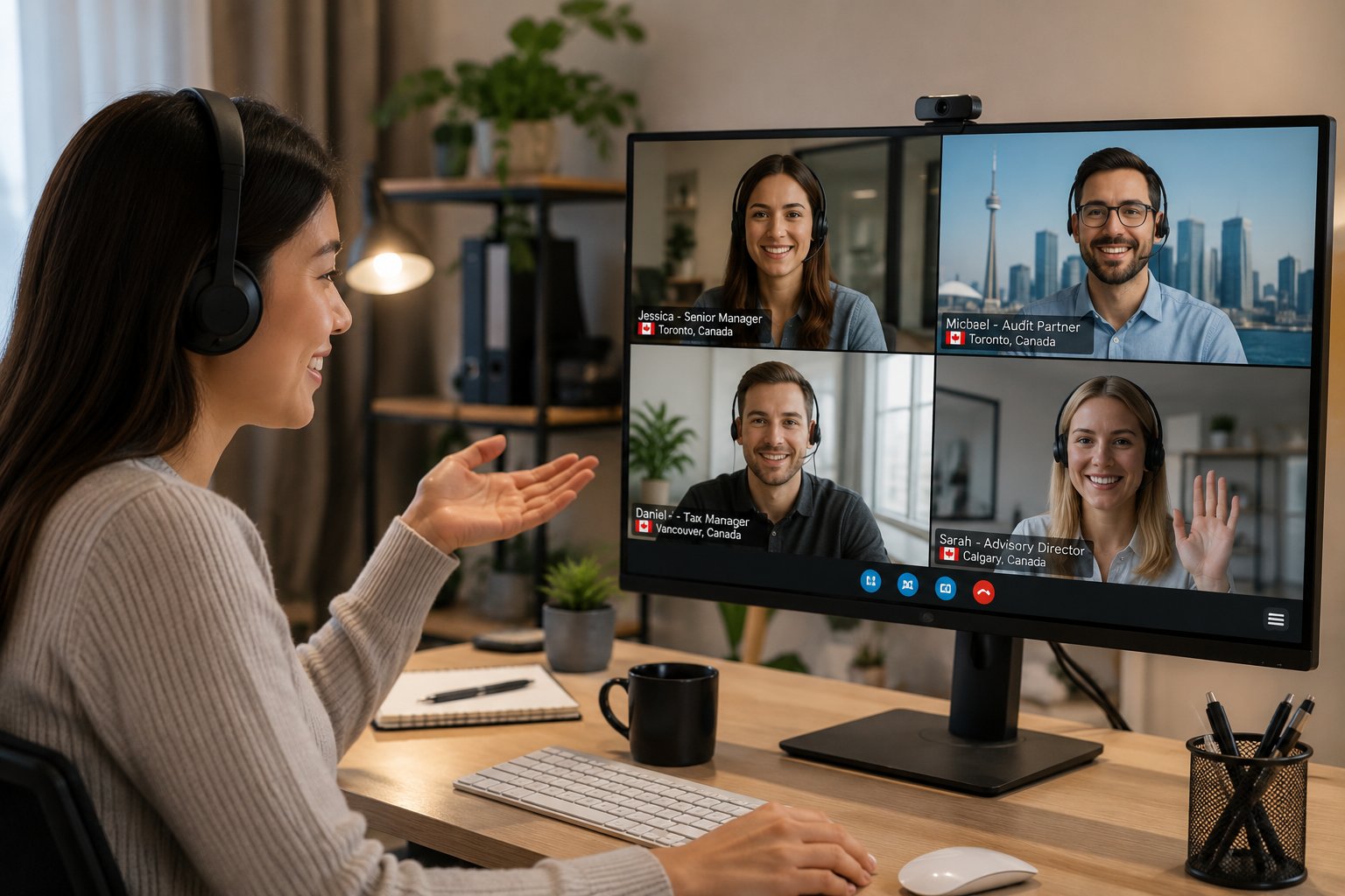 Offshore accounting team collaborating remotely with a Canadian accounting firm